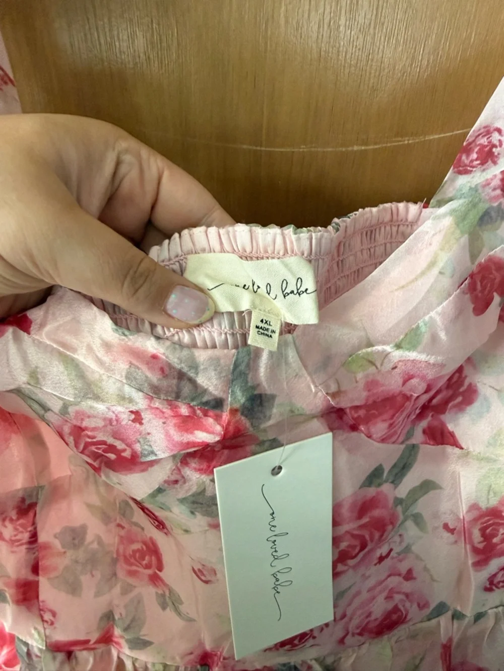 Pink Floral Tiered Midi Dress - One Loved Babe NWT - Picture 5 of 6